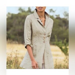 Soft Surroundings Eza 100% Linen Jacket Top Size Small Light Green